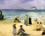 爱德华 马奈 : On the beach at Boulogne